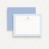 Blue Gingham Sailboat Nursery Note Card 案内状