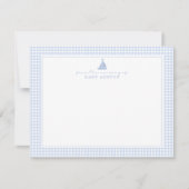 Blue Gingham Sailboat Nursery Note Card 案内状 (正面)