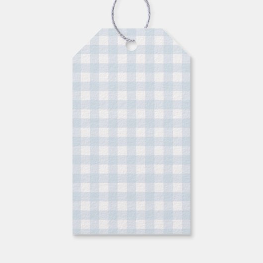 Blue Gingham Silly Goose Baby Shower ギフトタグ (裏面)