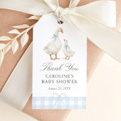 Blue Gingham Silly Goose Baby Shower ギフトタグ