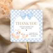 Blue Gingham Silly Goose Baby Shower スクエアシール