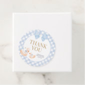Blue Gingham Silly Goose Baby Shower フェイバータグ (インサイチュ)