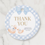 Blue Gingham Silly Goose Baby Shower フェイバータグ (正面)