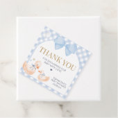 Blue Gingham Silly Goose Baby Shower フェイバータグ (インサイチュ)