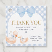 Blue Gingham Silly Goose Baby Shower フェイバータグ (正面)