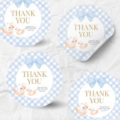 Blue Gingham Silly Goose Baby Shower ラウンドシール