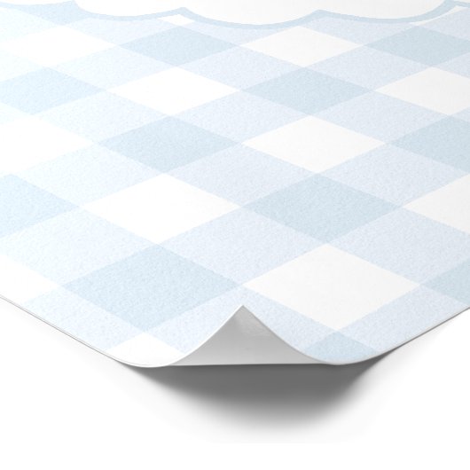 Blue Gingham Silly Goose Baby Shower Welcome Sign ポスター (角)