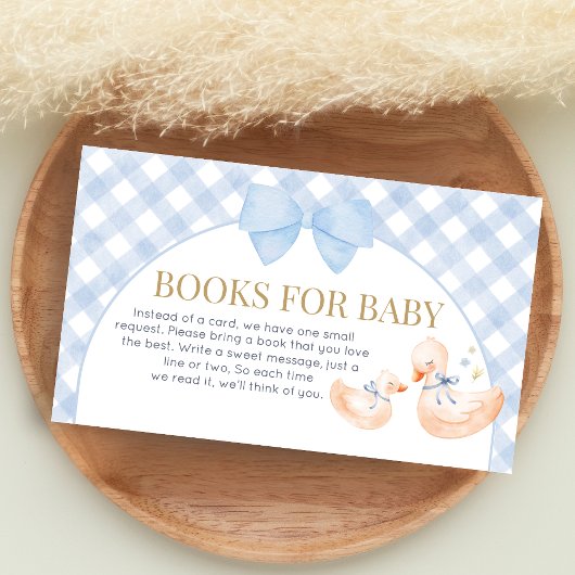 Blue Gingham Silly Goose Shower Books for Baby エンクロージャーカード
