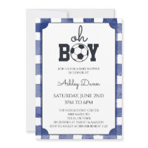 Blue Gingham Soccer Baby Shower