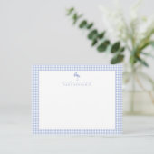 Blue Gingham Stork Nursery Note Card 招待状 (スタンド正面)