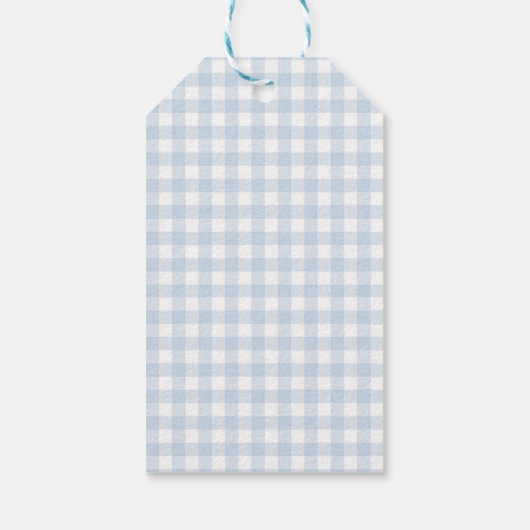 Blue Gingham Teddy Bear Baby Shower  ギフトタグ (裏面)