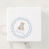 Blue Gingham Teddy Bear Baby Shower フェイバータグ (インサイチュ)