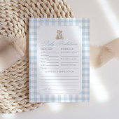 Blue Gingham Teddy Bear Baby Shower Predictions 招待状