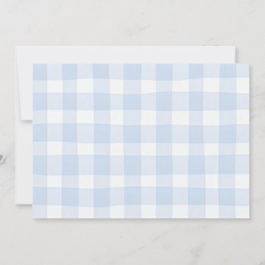 Blue Gingham Teddy Bear Beary First Birthday Photo 招待状 (裏面)