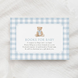 Blue Gingham Teddy Bear Books for Baby エンクロージャーカード