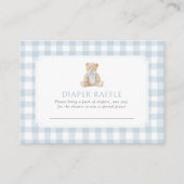 Blue Gingham Teddy Bear Diaper Raffle Ticket エンクロージャーカード (正面)