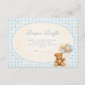 Blue Gingham Teddy Bear Diapper Raffle エンクロージャーカード (正面)
