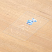 Blue Gingham Teddy Bear Neutral Baby Shower アクリル招待状 (レイダウン)