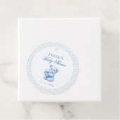 Blue Gingham Teddy Bear Neutral Baby Shower フェイバータグ (インサイチュ)