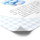 Blue Gingham Teddy Bear Neutral Baby Shower ポスター (角)