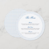 Blue Gingham Teddy Bear Neutral Baby Shower メニュー (正面/裏面)