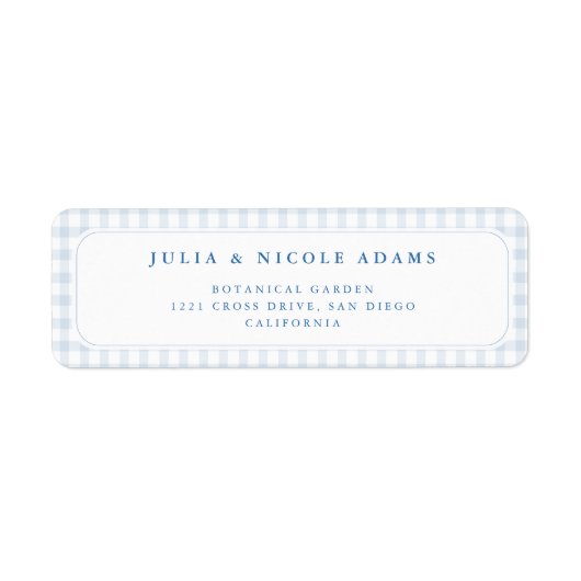 Blue Gingham Teddy Bear Neutral Baby Shower ラベル (正面)