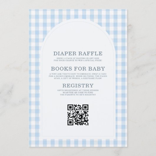 Blue Gingham We Can Bearly Wait All in One  招待状 (裏面)