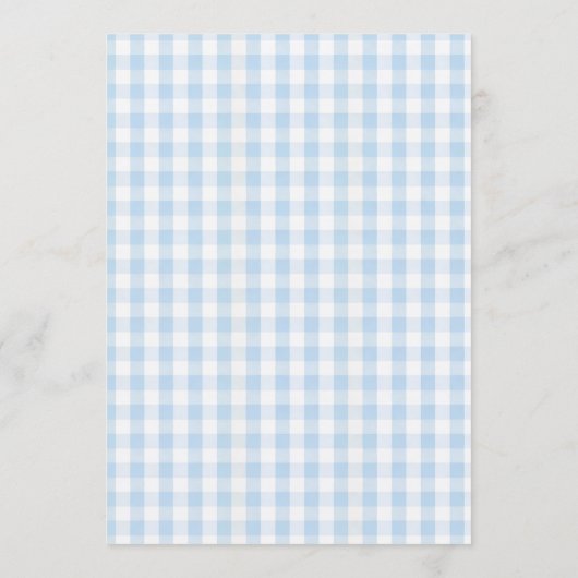 Blue Gingham We Can Bearly Wait Baby Shower 招待状 (裏面)