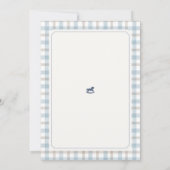 Blue Gingham We Can Bearly Wait baby shower 招待状 (裏面)