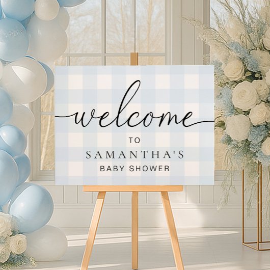 Blue Gingham Welcome Sign ポスター