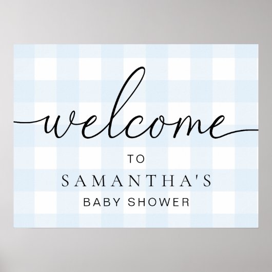 Blue Gingham Welcome Sign ポスター (正面)