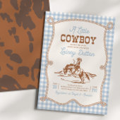 Blue Gingham Western Baby Shower Invitation 招待状