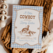 Blue Gingham Western Baby Shower Invitation 招待状