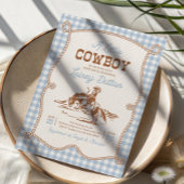 Blue Gingham Western Baby Shower Invitation 招待状