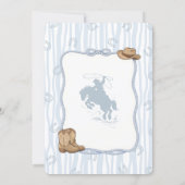 Blue Gingham Western Cowboy Baby Shower 招待状 (裏面)