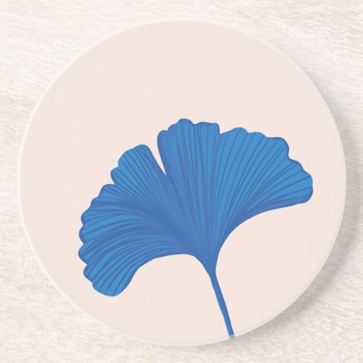 Blue Ginkgo Leaf Customizable Background Colors コースター (正面)