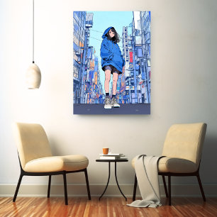 Blue Girl|Sushi JK Generative ai キャンバスプリント