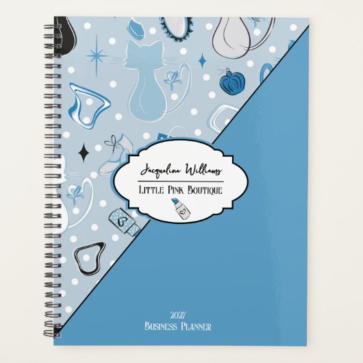 Blue Girly Mid-Century Salon プランナー手帳 (正面)