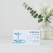 Blue Glass Caduceus Water Waves Notes Box Medical 予約カード (スタンド正面)