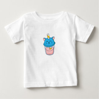 Blue Glass of Juice Cat  ベビーTシャツ