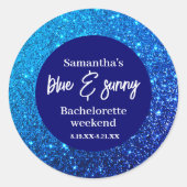 Blue Glitter Bachelorette Party  ラウンドシール (正面)