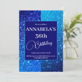 Blue Glitter Birthday Party Invitation 招待状 (スタンド正面)
