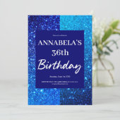 Blue Glitter Birthday Party Invitation 招待状 (スタンド正面)