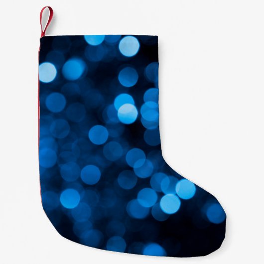 Blue glitter bokeh texture lights スモールクリスマスストッキング (正面)