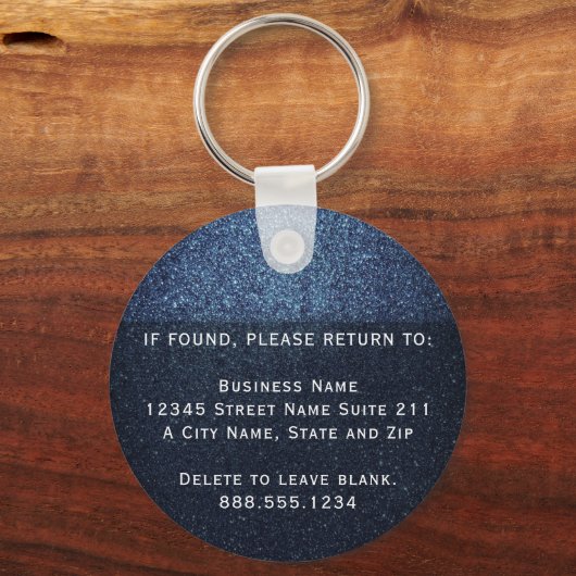 Blue Glitter Business Logo Fleet Office Employee  キーホルダー (裏面)