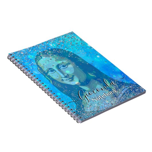 Blue Glitter Leonardo Da Vinci Gioconda ノートブック (右側)
