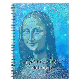 Blue Glitter Leonardo Da Vinci Gioconda ノートブック