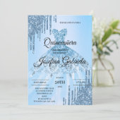 Blue Glitter Quinceañera Invitation 招待状 (スタンド正面)