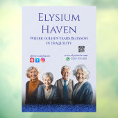 Blue Glitter Seniors Care Homes Peace Love Family ウィンドウサイン (シート3)