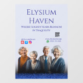 Blue Glitter Seniors Care Homes Peace Love Family ウィンドウサイン (シート)